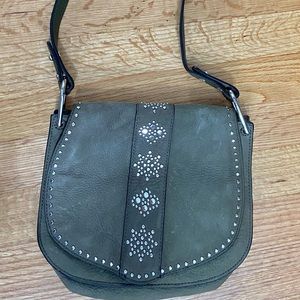Rebecca Minkoff olive green suede cross body purse